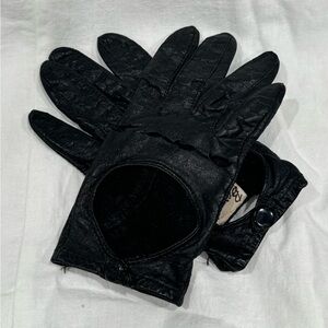 Vintage black leather driving gloves